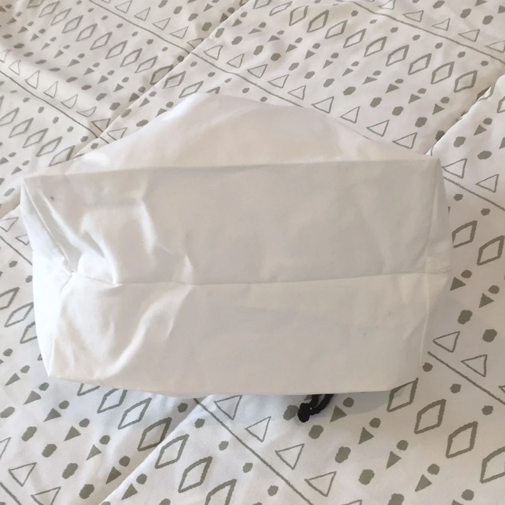 New Chanel White Cotton Drawstring Pouch Dust Bag Storage Bag
